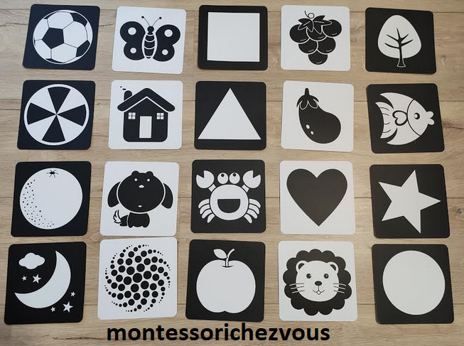 cartes images contrastées- Matériel Montessori - Nido Montessori
